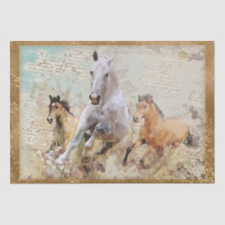 Papel De Seda Decoupage de Cavalos Selvagens