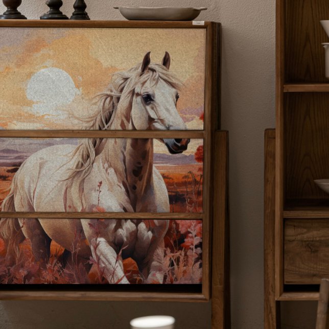 Papel De Seda Decoupage de Cavalos Selvagens Brancos do solteiro (Criador carregado)