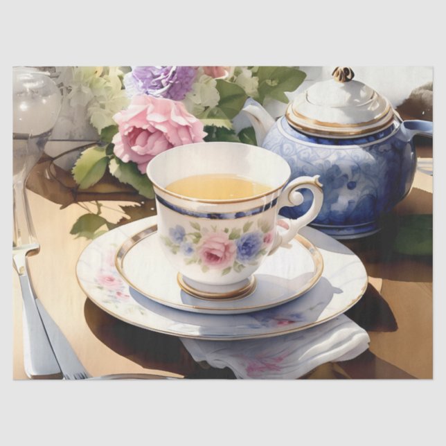 Papel De Seda Decoupage de Chá Inglês Vitoriano (Frente )