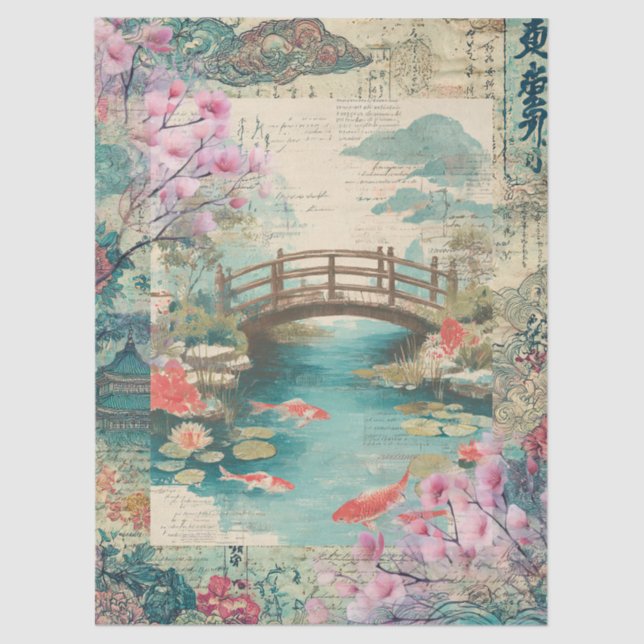 Papel De Seda Decoupage de Colagem Ameaçada do Japão Elegante (Frente )
