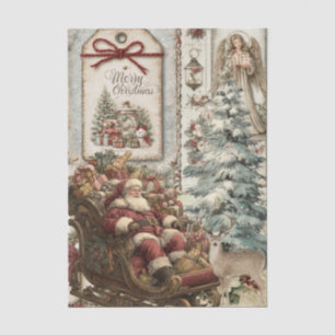 Papel De Seda Decoupage de Colagem do Papai Noel Inspirado em Vi