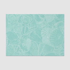 Papel De Seda Decoupage de Concha de Praia Costeira Verde Teal B