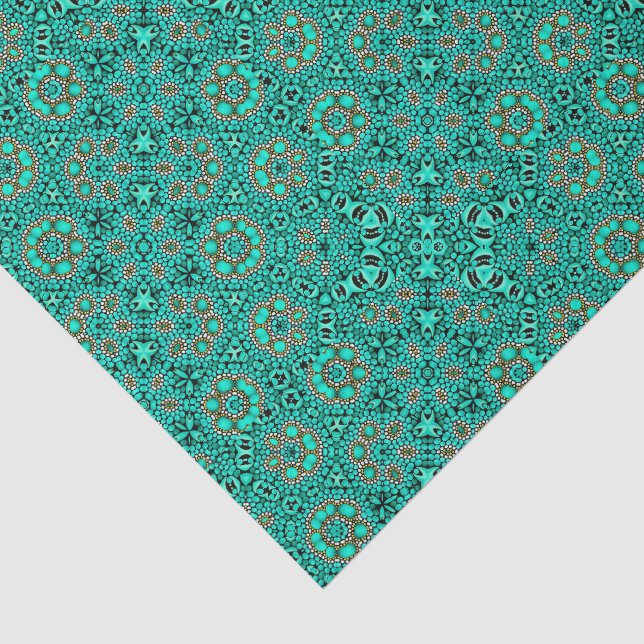 Papel De Seda Decoupage de Concha Dourada Falsa Turquesa Água-ma (Detalhes)