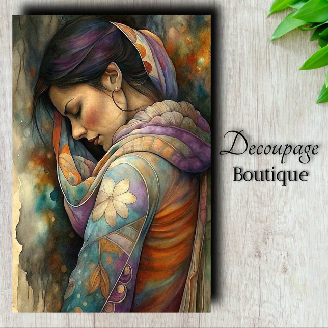 Papel De Seda Decoupage de Contemplação Sagrada (Sacred Contemplation Decoupage Tissue Paper)