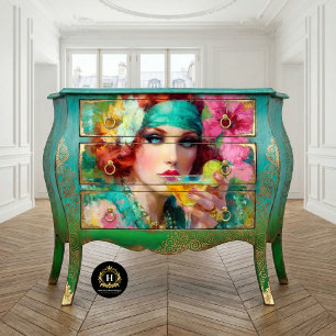 Papel De Seda Decoupage de Coquetel Tropical Glam Redhead Martin