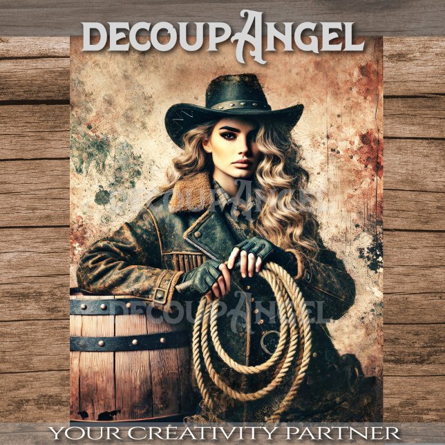 Papel De Seda Decoupage de Cowgirl Selvagem (Criador carregado)