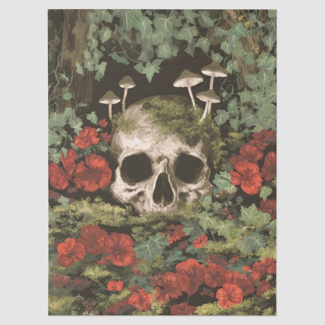 Papel De Seda Decoupage de Crânio da Floresta Gótica (Frente )