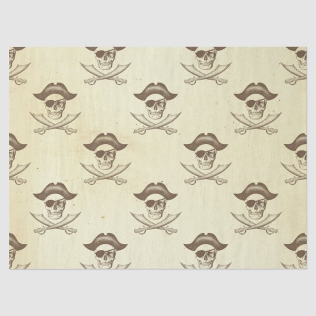Papel De Seda Decoupage de Crânio e Espadas Pirata (Frente )