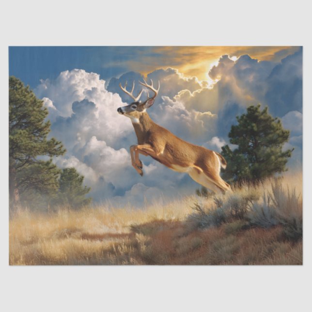 Papel De Seda Decoupage de Deer Buck Branco (Frente )