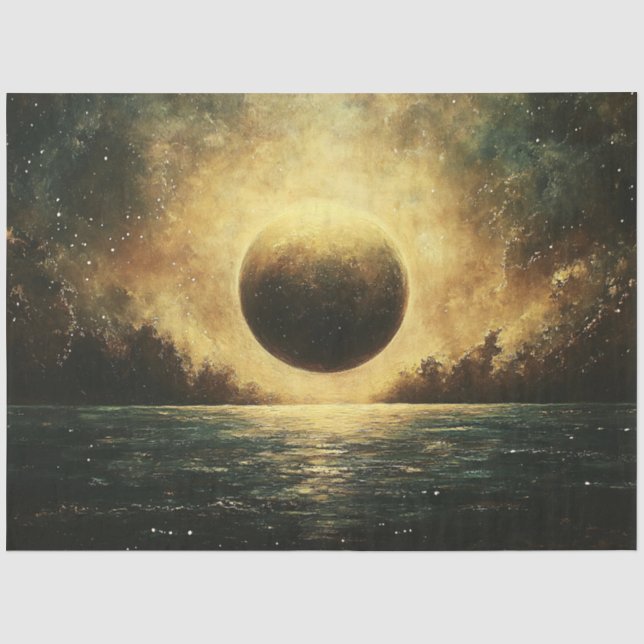 Papel De Seda Decoupage de Eclipse Cósmico Etéreo (Frente )