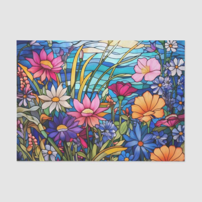 Papel De Seda Decoupage de Efeito de Vidro Colorido (Frente )