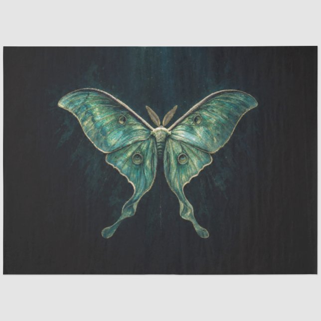 Papel De Seda Decoupage de Efêmeras de Mariposa Lunar Gótica (Frente )