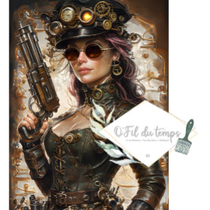 Papel De Seda Decoupage de Elementos Mecânicos da Mulher Steampu