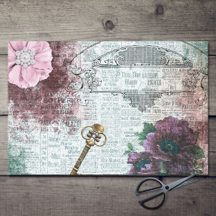 Papel De Seda Decoupage de Ephemera Floral Vitoriana