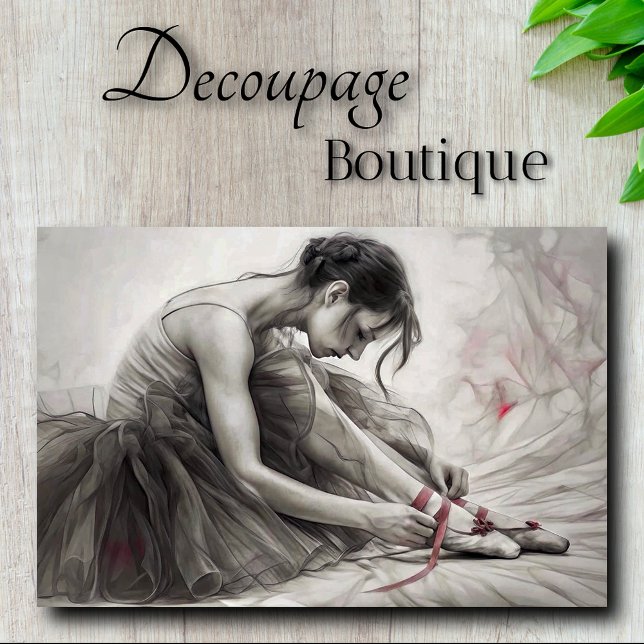 Papel De Seda Decoupage de Esboço de Bailarina Vermelha Atenuada (Muted Red Ballerina Sketch Decoupage Tissue Paper)