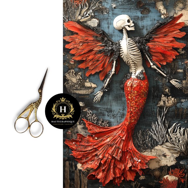 Papel De Seda Decoupage de Esqueleto de Vampiro Gótico Crânio de (Criador carregado)