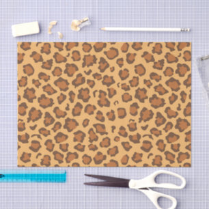 Papel De Seda Decoupage de Estampa de Leopardo Clássico Marrom D