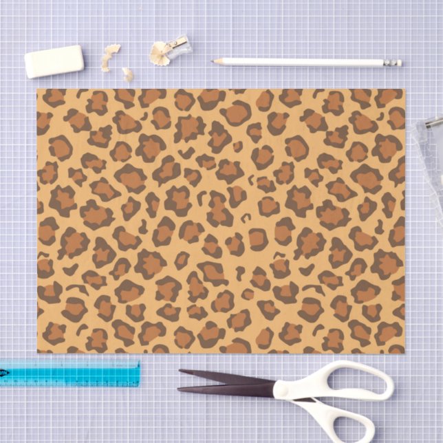 Papel De Seda Decoupage de Estampa de Leopardo Clássico Marrom D (Arte )