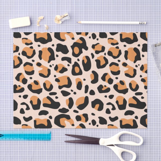 Papel De Seda Decoupage de Estampa de Leopardo Funky Laranja Pre (Arte )