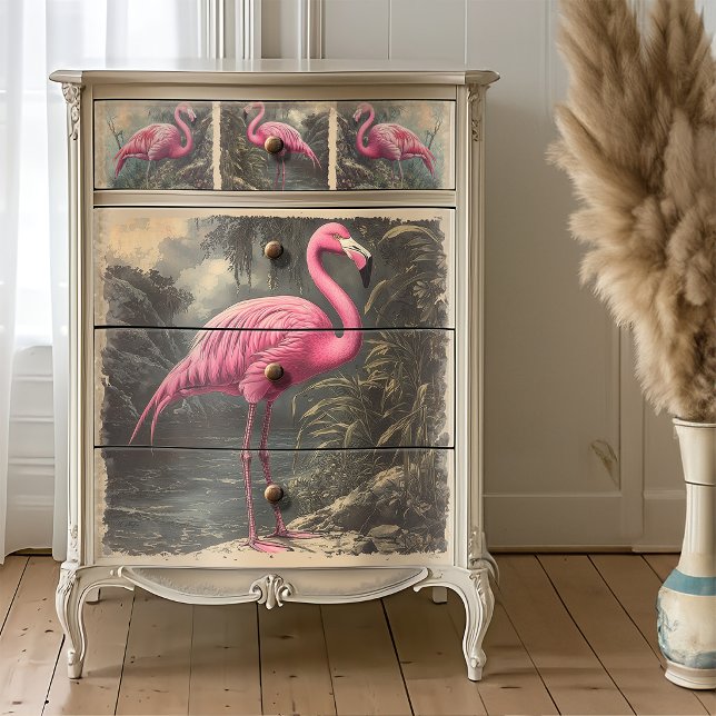 Papel De Seda Decoupage de Flamingo Rosa de Lagoa Tropical (Criador carregado)