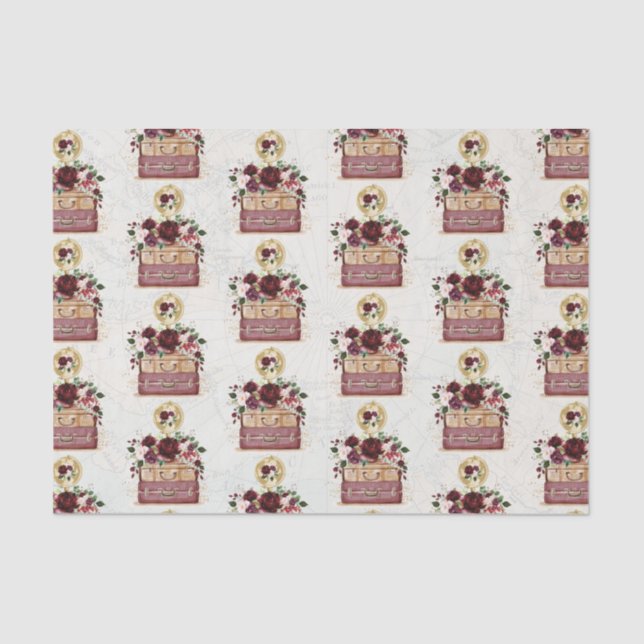 Papel De Seda Decoupage de Flor de Vinho Antigo (Frente )