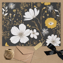Papel De Seda Decoupage de Flor Silvestre Boho Ouro Preto