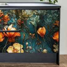 Decoupage de Flor Texturizada Laranja e Branca