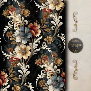Papel De Seda Decoupage de Floral Antigo com Roletas