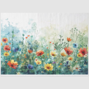 Papel De Seda Decoupage de Flores de Mola de Aquarela