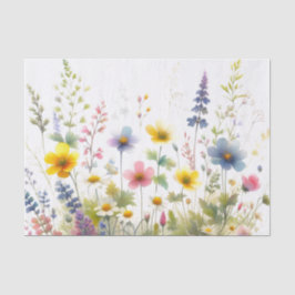 Papel De Seda Decoupage de Flores Selvagens Colorido Pastel
