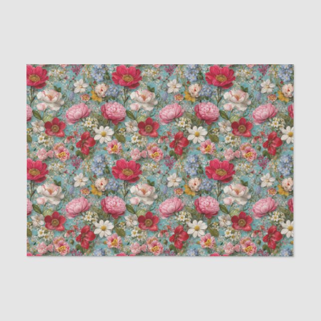 Papel De Seda Decoupage de Flores Silvestres Antigas (Frente )