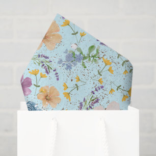Papel De Seda Decoupage de flores silvestres coloridas azuis