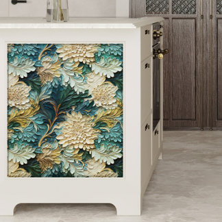 Papel De Seda Decoupage de Flores Texturizadas Azul-Teal e Branc