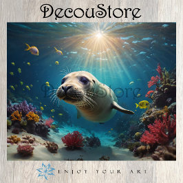 Papel De Seda Decoupage de Foca Subaquática