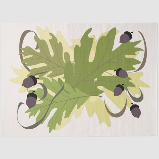 Papel De Seda Decoupage de Folhas de Carvalho de outono (Frente )