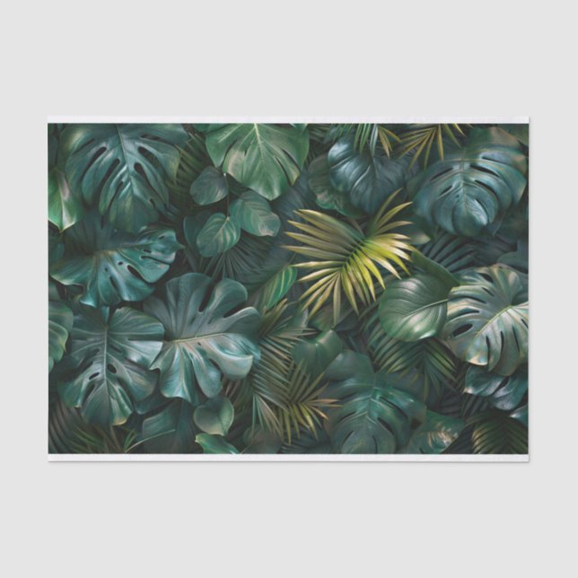 Papel De Seda Decoupage de Folhas de Palma Verde Tropical (Frente )