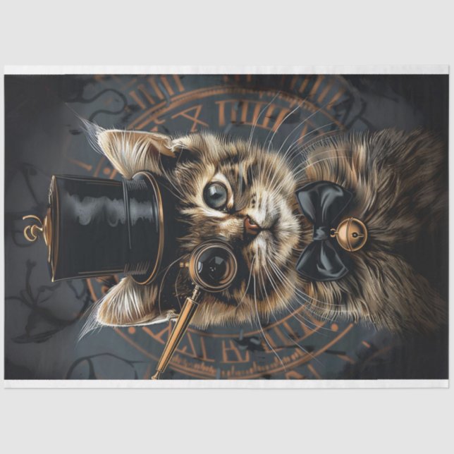 Papel De Seda Decoupage de Gatinhos com Sussurros Steampunk (Frente )
