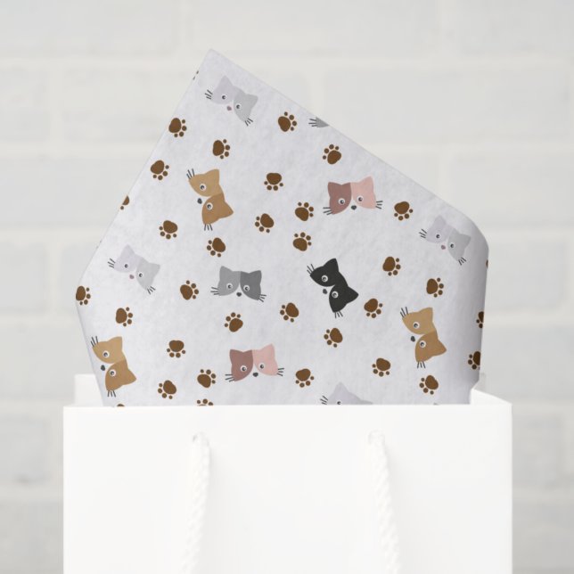 Papel De Seda Decoupage de Gato (Sacola de presentes)