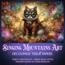 Decoupage de Gato Fantasia Celestial Steampunk Cós