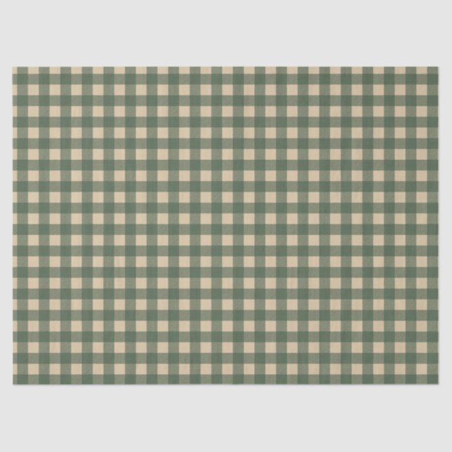 Papel De Seda Decoupage de Gingham Verde-Claro (Frente )