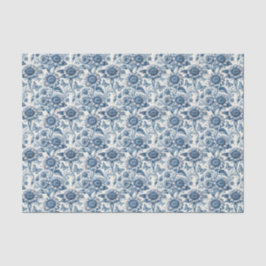Papel De Seda Decoupage de Girassóis Borboletas Chinoiserie Azul