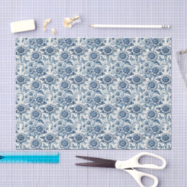 Papel De Seda Decoupage de Girassóis Borboletas Chinoiserie Azul