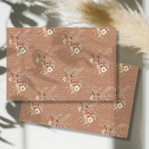 Papel De Seda Decoupage de Graus Terracotta de Pampas de Flores
