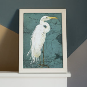 Papel De Seda Decoupage de Heron Fish em Aquarela Náutica