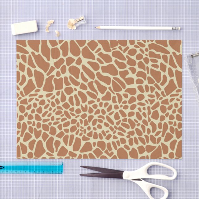 Papel De Seda Decoupage de Impressão de Girafa Bege Marrom Caram (Arte )