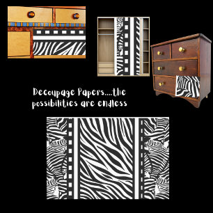 Papel De Seda Decoupage de Impressão de Zebra Preta e Branca