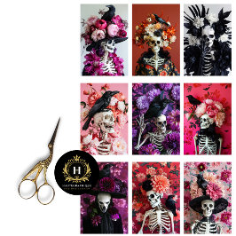 Papel De Seda Decoupage de Jornal Velho Caveira de Esqueleto Gót