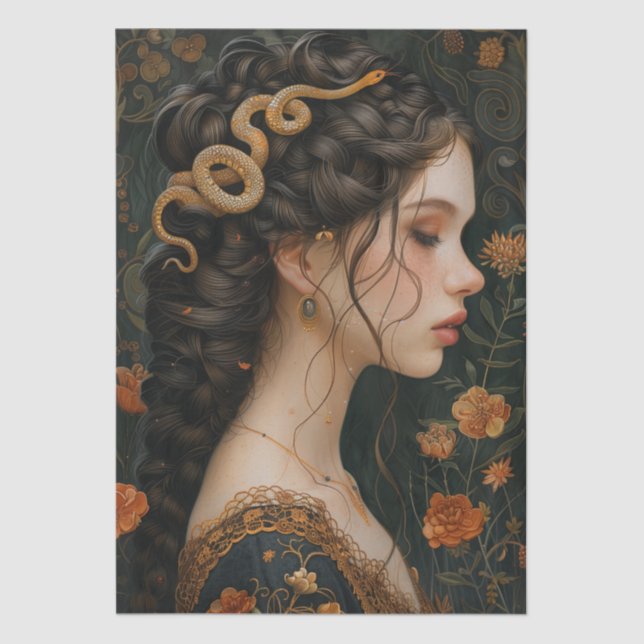 Papel De Seda Decoupage de Lady Cobra Headdress da Era Vitoriana (Frente )