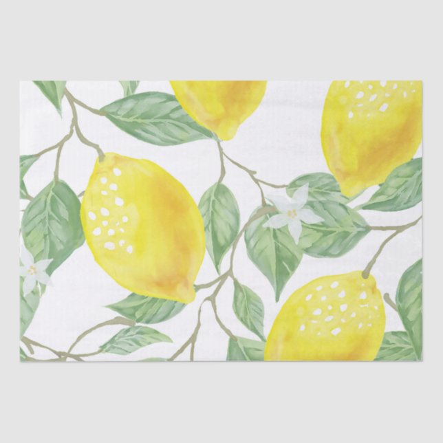 Papel De Seda Decoupage de Lemons de Aquarela (Frente )