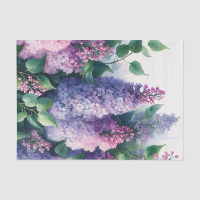 Papel De Seda Decoupage de Lilás em Aquarela Drapeada (Frente )
